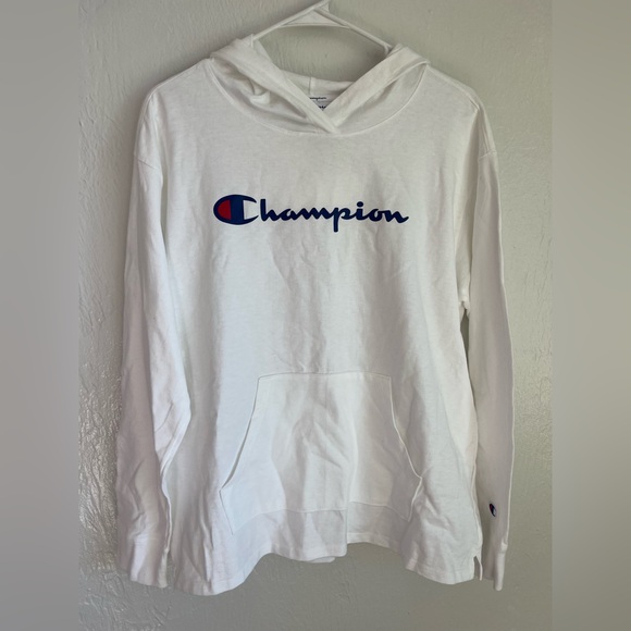 Champion White Tee Shirt Hoodie - Picture 1 of 4
